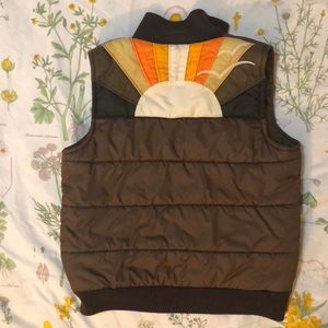Roxy puffer Vest , sunset design, XS , brown